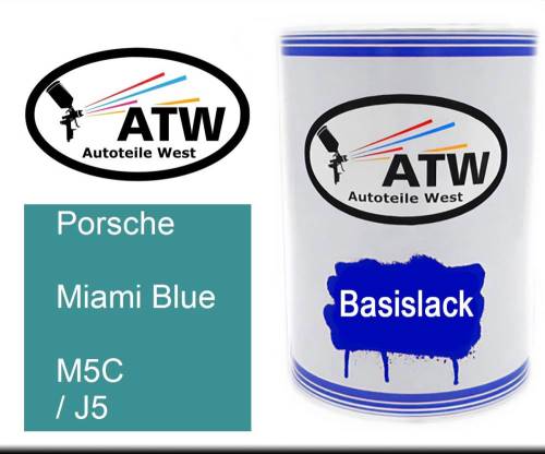 Porsche, Miami Blue, M5C / J5: 500ml Lackdose, von ATW Autoteile West.